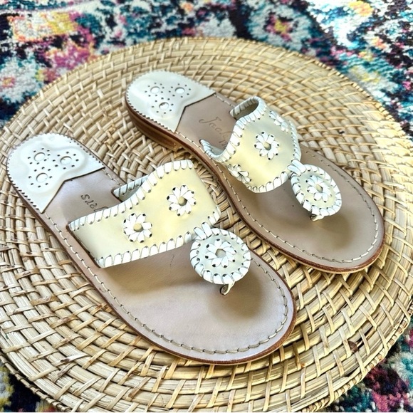 Jack Rogers Leather Whipstitch Sandals Womens 7 - Picture 1 of 8